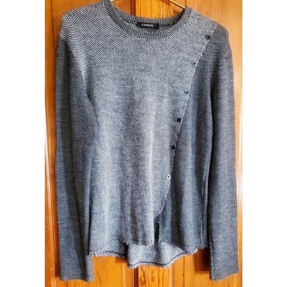 Capponi Womens Gray Sweater Long Sleeve Top Size Med Made in Italy